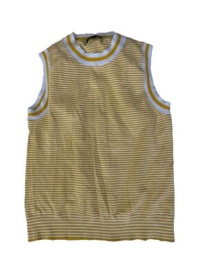J. Crew Yellow and White Striped Sleeveless Tank
